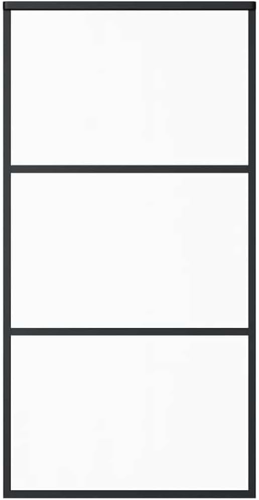 vidaXL Glass Door, Aluminum Frame Sliding Barn Door, Interior Door for Closet Kitchen, Sliding Door System, ESG Glass and Aluminum Black