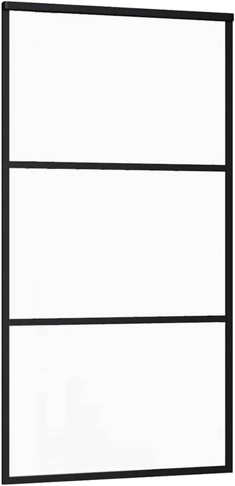 vidaXL Glass Door, Aluminum Frame Sliding Barn Door, Interior Door for Closet Kitchen, Sliding Door System, ESG Glass and Aluminum Black