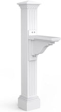 Pemberly Row Weatherproof Plastic Mail Post, 58' H x 9' W x 26' D, White Finish, Fluted Design, UV-Resistant Polyethylene Resin, Holds Up to 16 lb Mailbox, Traditional Style for Residential or