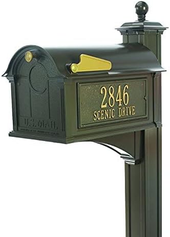 Whitehall Balmoral Mailbox with Side Address Plaques, Monogram & Post Package (3 Colors Available)