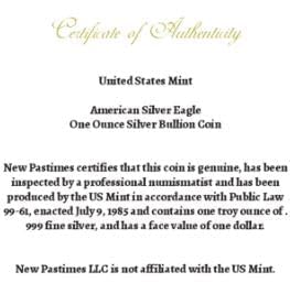 2026 - American Silver Eagle 1 oz Bullion Coin with Certificate of Authenticity $1 Seller Uncirculated