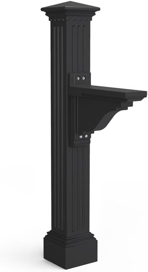 Pemberly Row Weatherproof Traditional Plastic Mail Post in Black