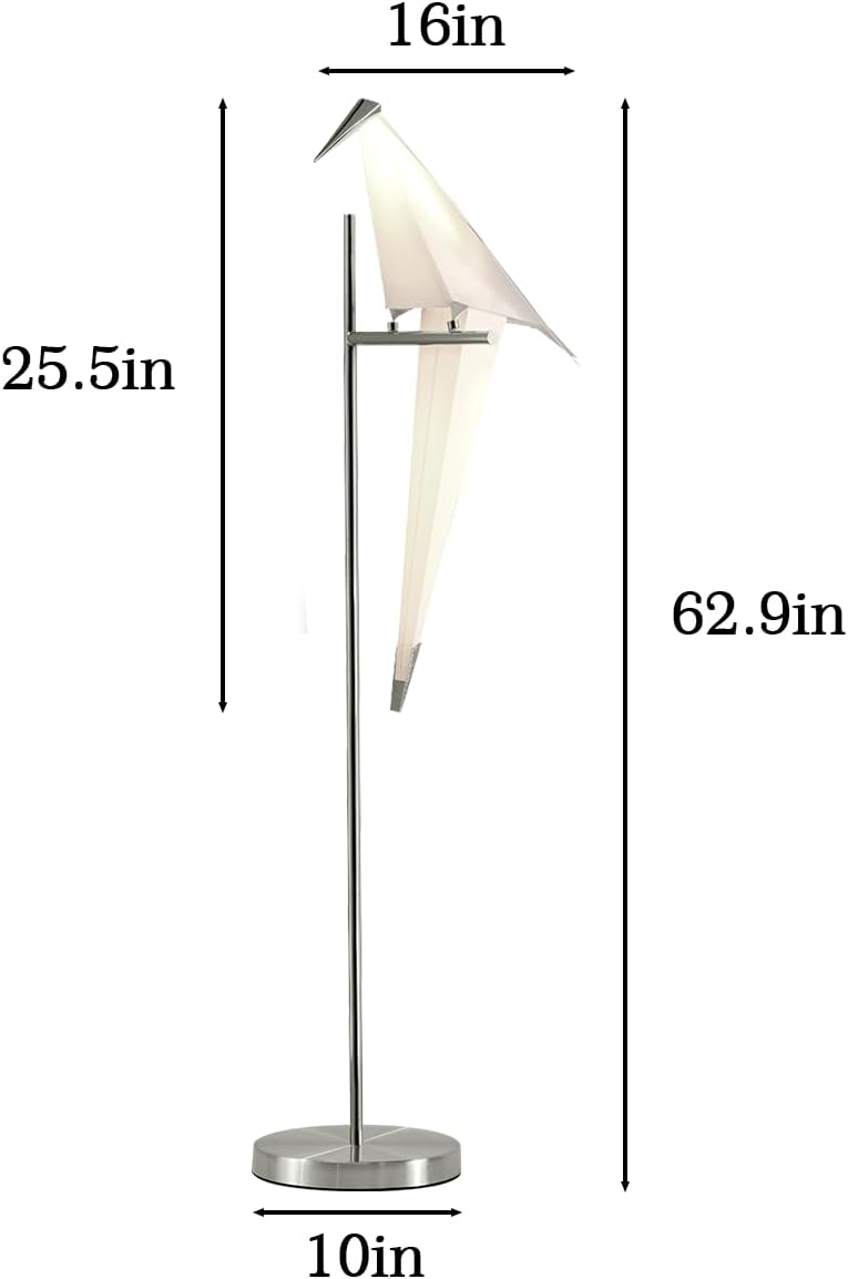 62-Inch Modern LED Bird Floor Lamp for Living Room, Modern Silver Standing Lamp with Bird Shade Floor Light Metal Fixtures for Bedroom Office