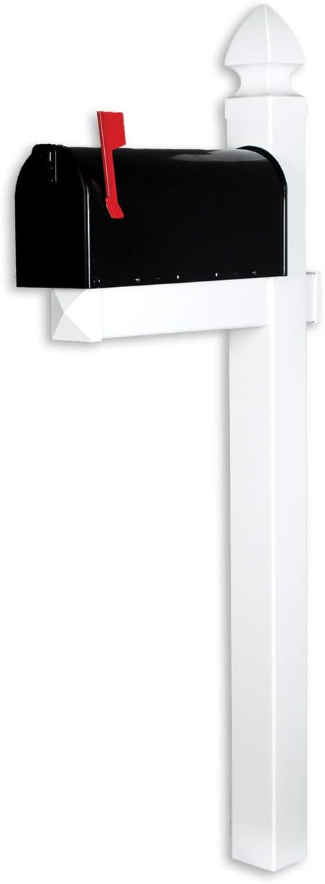 4Ever Products The Richmond Vinyl/PVC Mailbox Post No Dig System - White (Includes Mailbox)