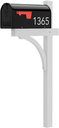 The Glenbrook Aluminum Mailbox Post - Complete System with Steel Mailbox and Aluminum Post Included (Black with White Post)