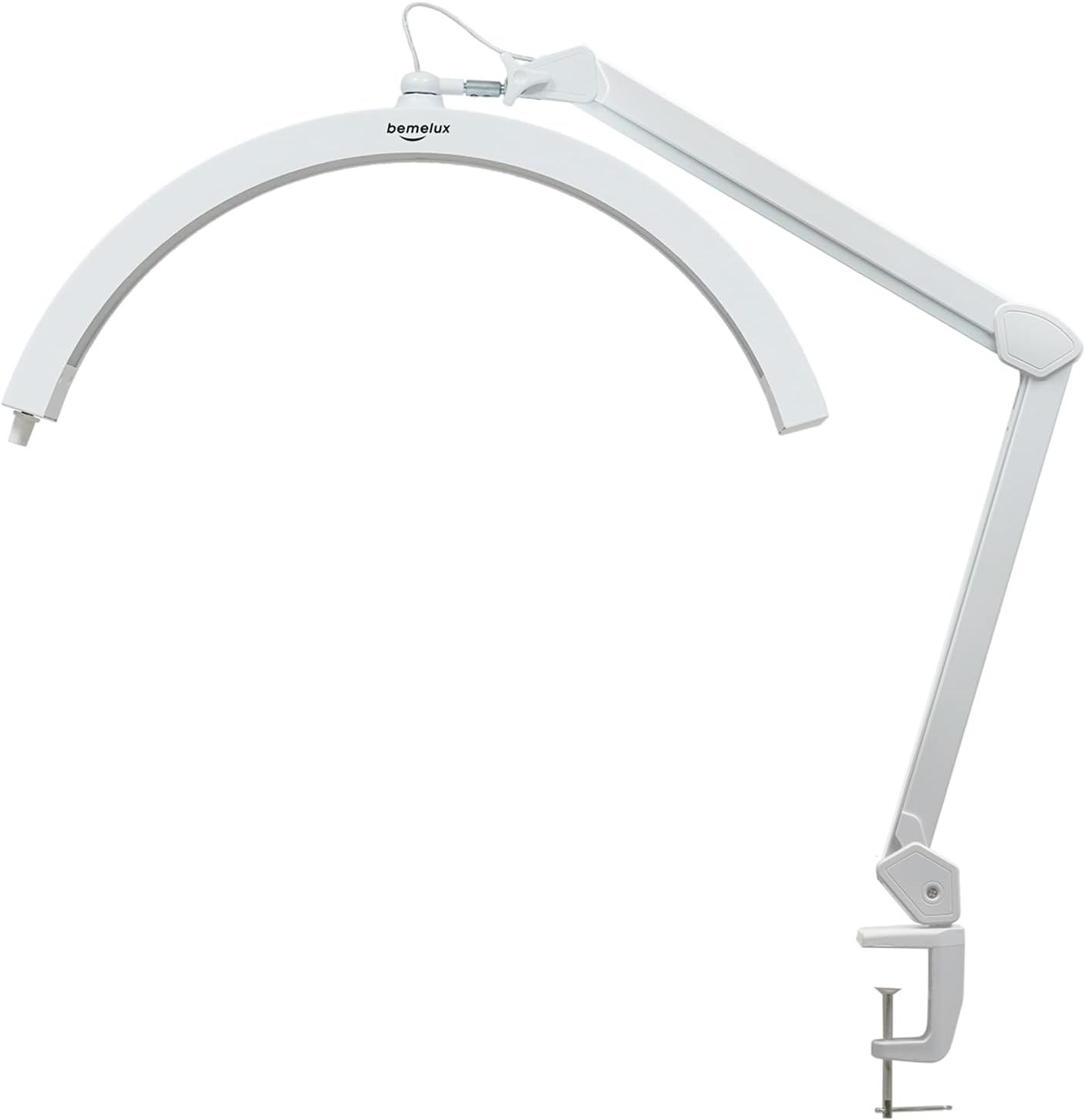 LED Half Moon Light with Desk Clamp, 30W Bright 288PCS LEDs, Metal Swing Arm for Beauty, Nail Art, Makeup, Facial Care, Tattoos, Sewing and Hand Craft DIY(White)