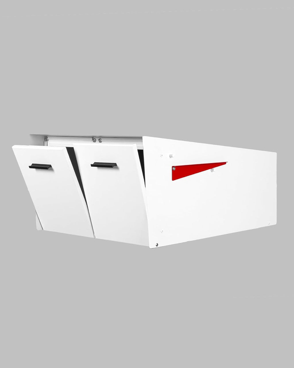 Ilyapa White Double Mailbox, Post Mount Mailboxes for Outside- Two Sided Mail Box for 2 Houses with Standard Single Mounting, Door Numbering Kit, Outdoor All Weather with Magnetic Doors