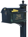 Whitehall Balmoral Mailbox with Side Address Plaques, Monogram & Post Package (3 Colors Available)