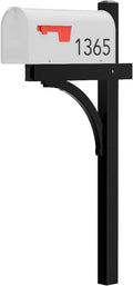 The Glenbrook Aluminum Mailbox Post - Complete System with Steel Mailbox and Aluminum Post Included (White with Black Post)