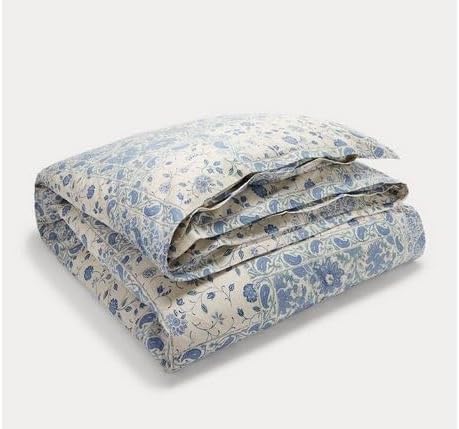 Lauren Ralph Lauren Callen Blue Green Paisley Floral on Off White Ground Full Queen 3 pc Comforter Set Shams (Queen)