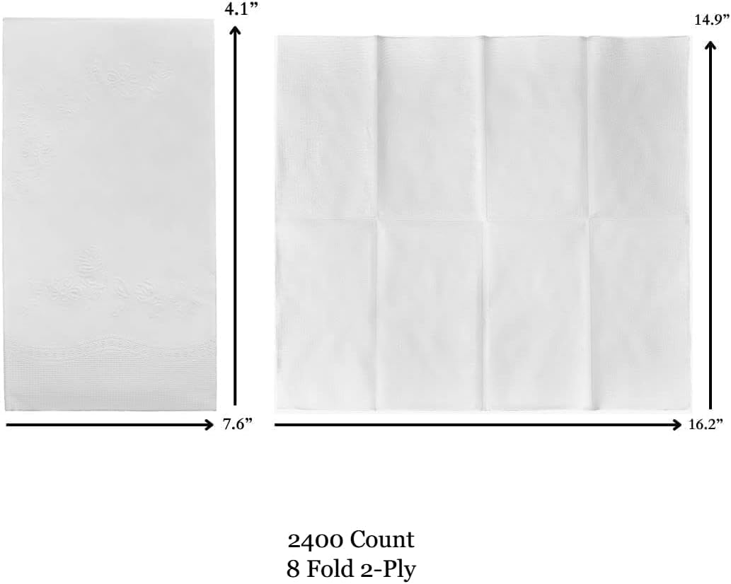 Premium White Napkins, 1/8 Fold Dinner Napkin, Bulk Pack 2400 Count