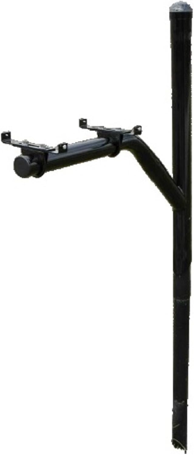 Return-to-Center Swing Away Snowplow Proof Mailbox Post - Black Steel Mailbox Extender (36 Inch)
