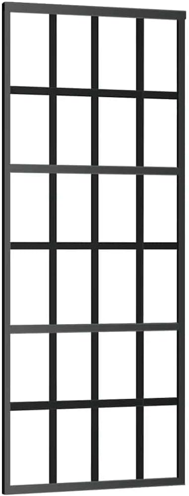 vidaXL Sliding Door - Glass and Aluminum Construction, Black, 29.9'x80.7', Soft Stop for Quiet Operation, Mounting Accessories Included.