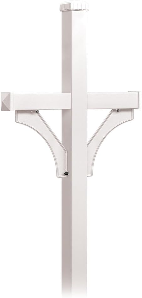 Salsbury Industries 4872WHT Deluxe Mailbox Post 2 Sided for Mailboxes, In-Ground Mounted, White