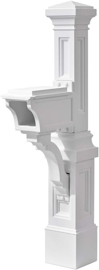 Step2 Atherton Mail Post, Mailbox Not Included, Weather Resistant, Large Outdoor Mailbox Post, Made of Durable Plastic, Easy to Install, Classic White