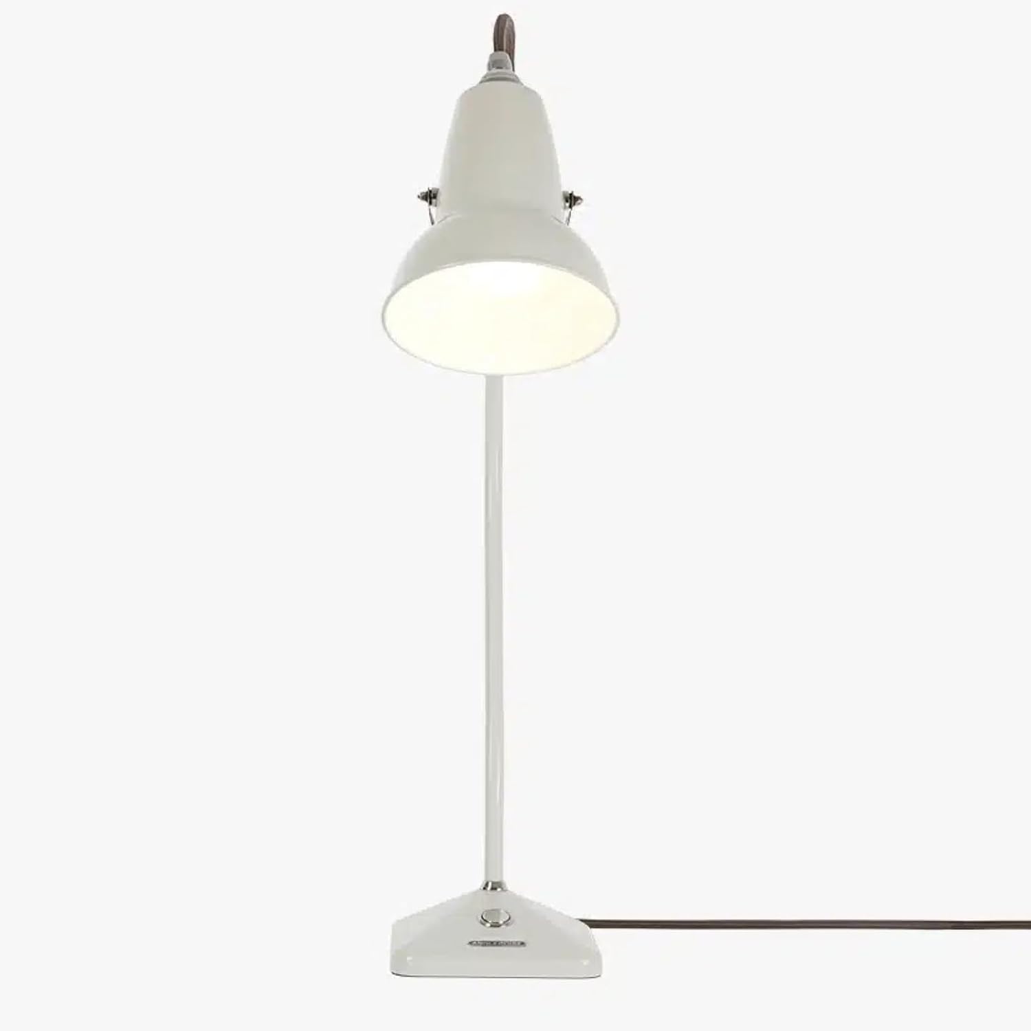 Anglepoise Original 1227 Mini Table Lamp | Gloss Paint Finish Cast Iron Base Steel Shade & Profiled Arm Chrome Plated Fittings Push Switch for Office Home Decor Bedroom Reading Lamp (Linen White)