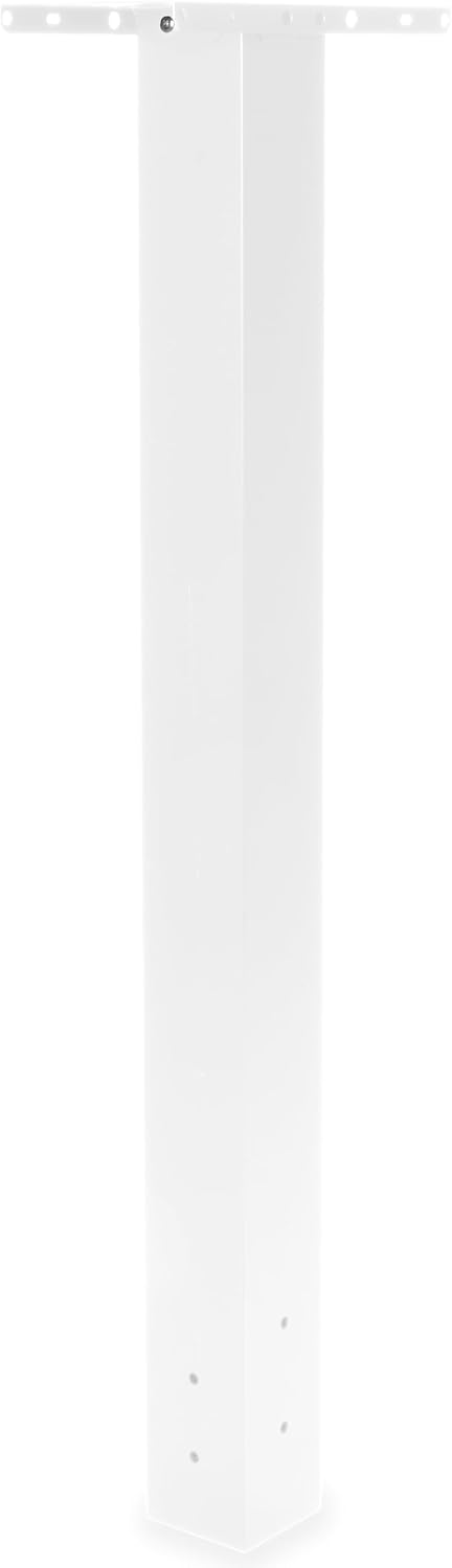 Ilyapa White Mailbox Post for Outside - 43x4x4 inch Modern Metal Mailbox Post Sleeve with Two Universal Mounting Plate Brackets for Residential