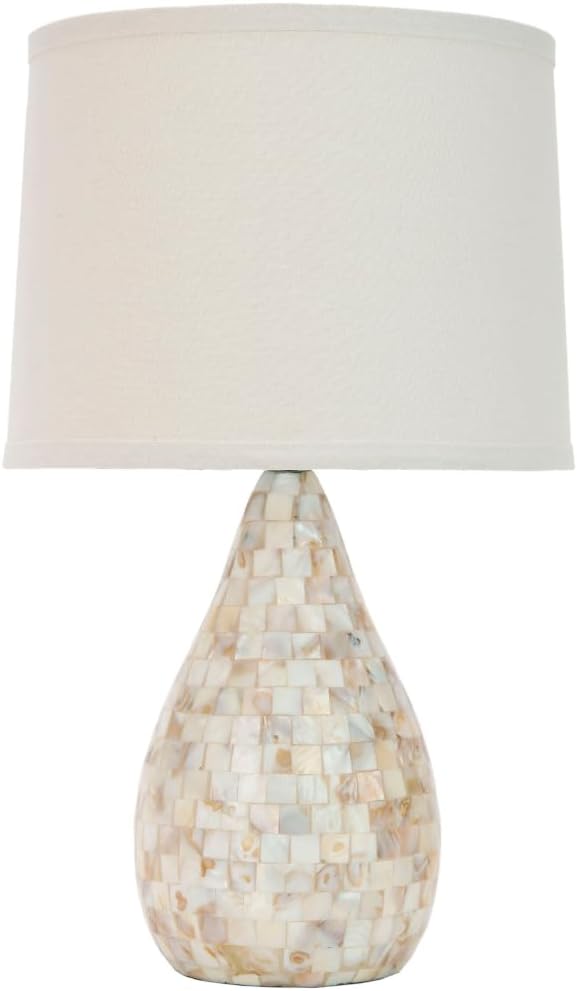 SAFAVIEH Lighting Collection – Lauralie Nautical Cream Capiz Shell Table Lamp, Set of 2, 21-Inch Bedroom Living Room Home Office Desk Nightstand Lamps, LED Bulbs Included (LIT4011A-SET2)