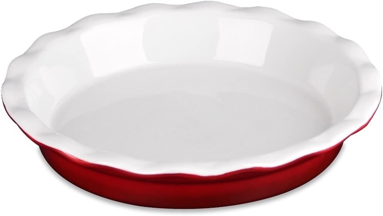 Bakeware Baking Tray Household Crinkle Rim Porcelain Roasting Pan Baking Dish Plate For Pancake,Bbq,Pizza,Fruit Pie,Quiche,Tarts Baking Pan