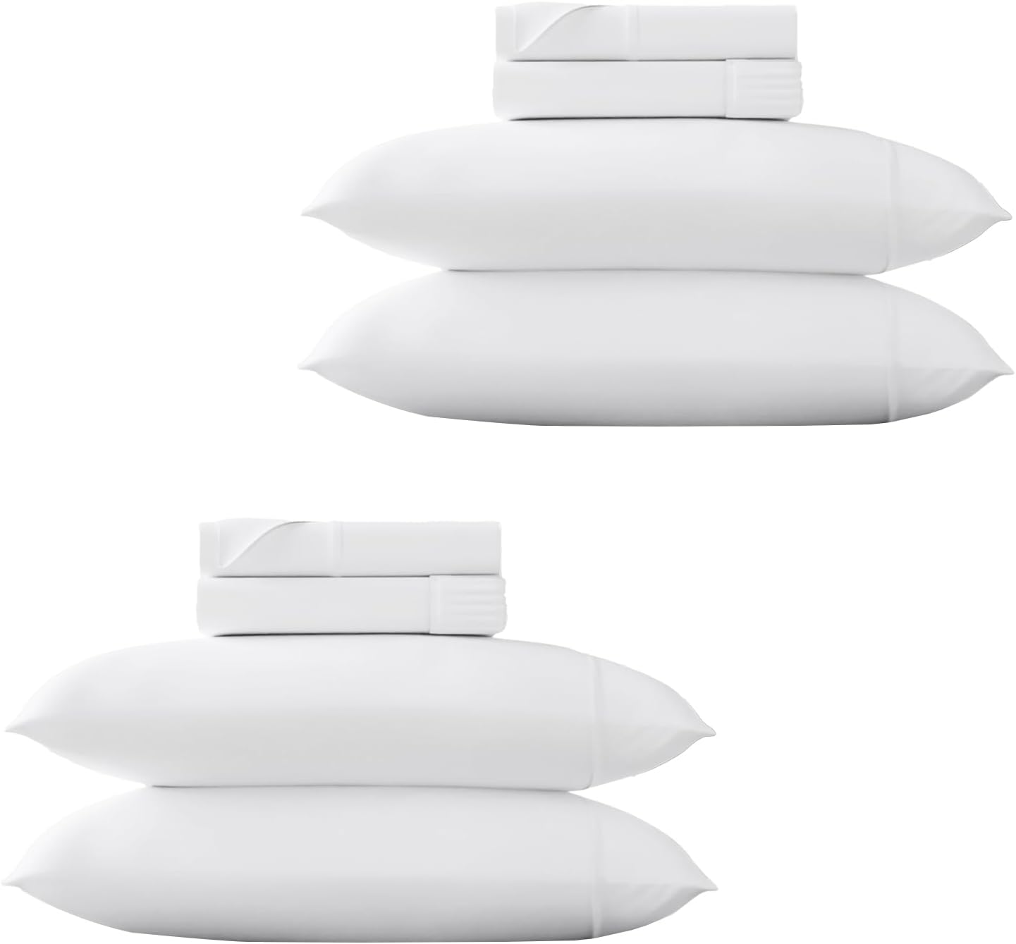 THREAD SPREAD 100% Egyptian Cotton Sheets Queen Size - Luxury 1500 Series Queen Sheet Set Egyptian Cotton (Pack of 2, White), Silky Soft, Sateen Weave, Cooling & Breathable, 17' Deep Pocket Bed Set
