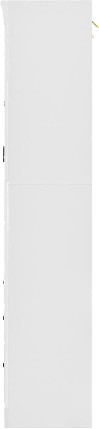 78 inch Tall Kitchen Pantry Cabinet with 3 Drawers and Adjustable Shelves, Wood Storage Cabinet with Drop-Down Surface and Glass Doors for Dining Room and Living Room (White//3)