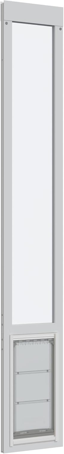 Endura Flap Pet Door for Vinyl Sliding Glass Doors | Weatherproof & Insulated Dog Door for Vinyl Sliders | Durable with Secure Locking Cover | White, Small Flap, 93.25'-96.25' Slider Height