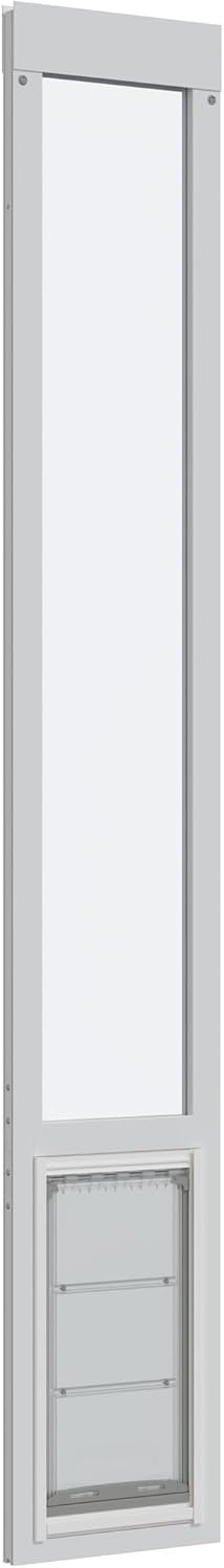 Endura Flap Pet Door for Vinyl Sliding Glass Doors | Weatherproof & Insulated Dog Door for Vinyl Sliders | Durable with Secure Locking Cover | White, Medium Flap, 93.25'-96.25' Slider Height