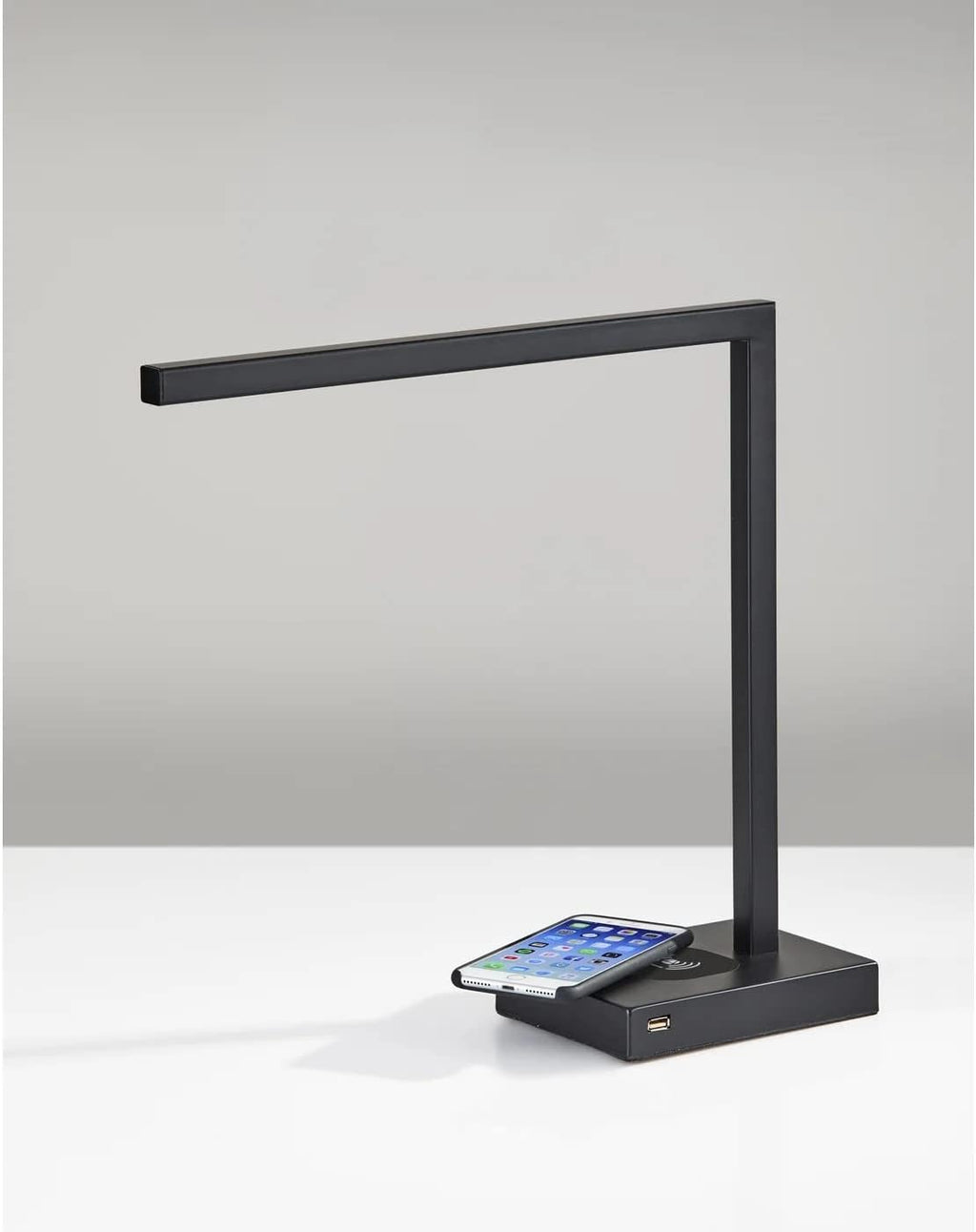 Adesso 4220-01 Aidan LED Desk Lamp Wireless Charging, 7W LED, 5W QI, USB Port, Indoor Lighting Lamps , Black