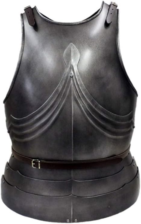 Blackened Steel Breastplate Gothic Laminated Cuirass with Fluted Ridges & Brass Rivets, Dark Knight Torso Armor, Adjustable Leather Straps LARP Cosplay
