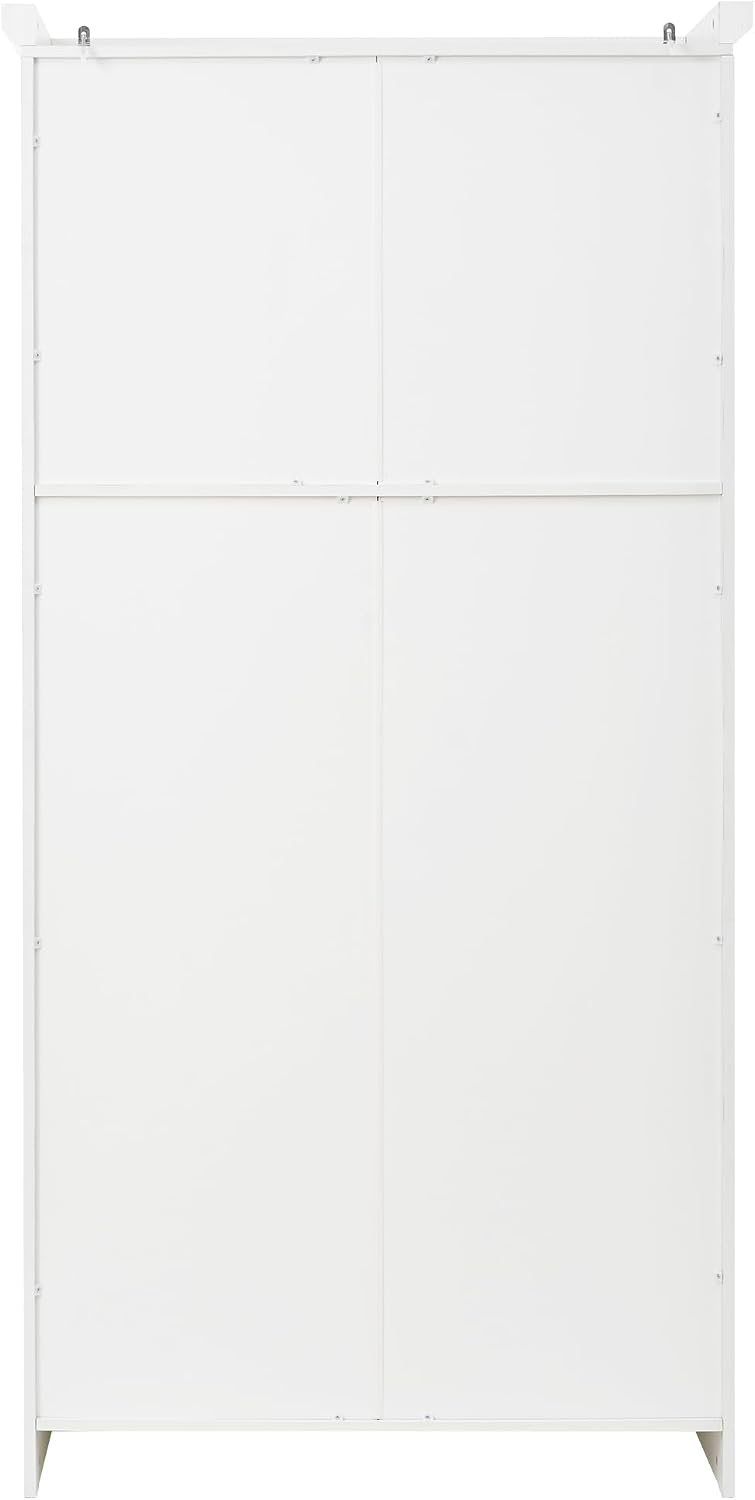 70.9 inch Kitchen Pantry Cabinet, Wood Freestanding Tall Storage Cabinet with 4 Doors and 2 Door Shelves, 8 Pull-Out Trays and Adjustable Shelf for Dining Room (White/65e)