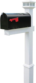 The Cambridge Solar Light Vinyl/PVC Mailbox Post - White (Includes Mailbox)