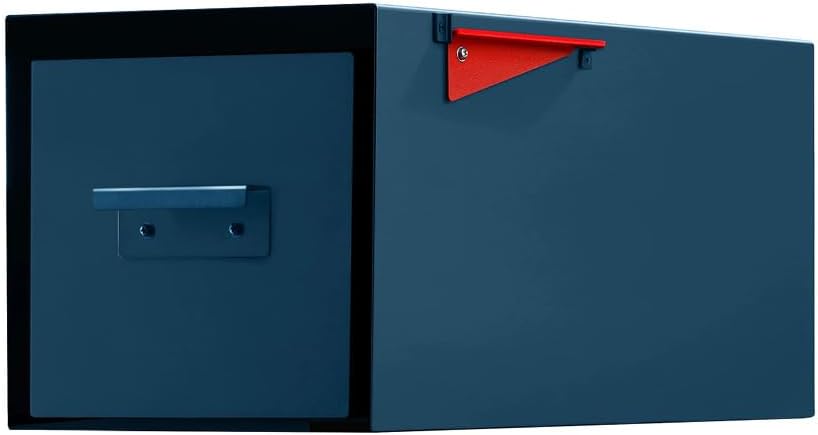 post & porch Malone Mailbox | Post Mounted Mailbox | Black/White/Gray/Brown/Red/Blue/Green, Regular or Large, Weatherproof Mail Box for Outside, Customizable (Blue, Regular)