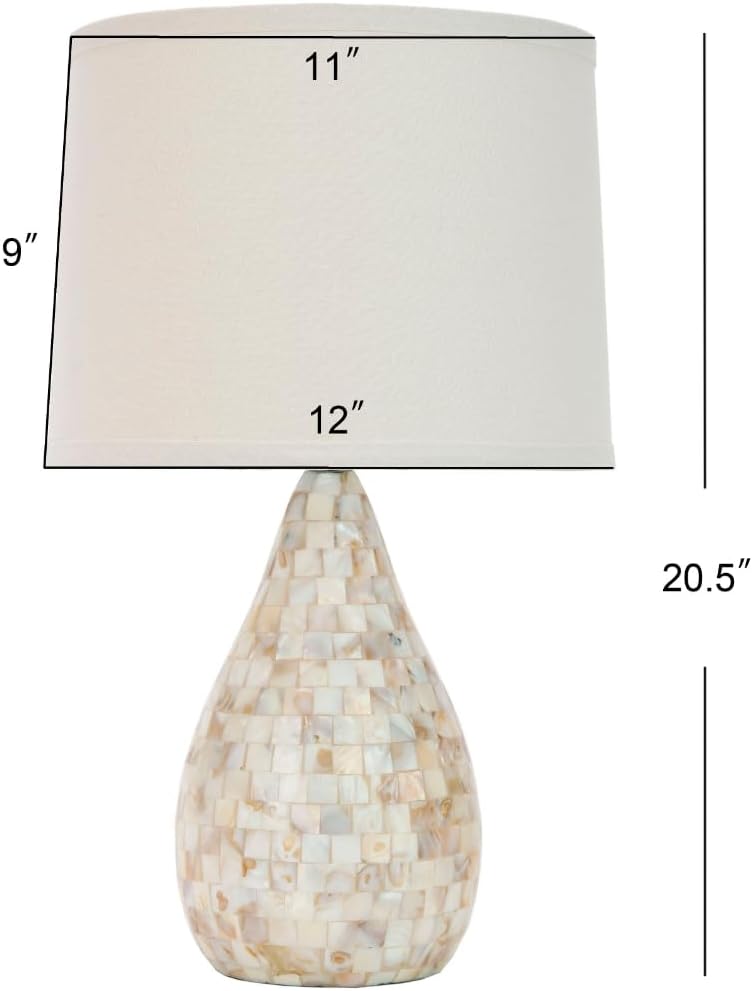SAFAVIEH Lighting Collection – Lauralie Nautical Cream Capiz Shell Table Lamp, Set of 2, 21-Inch Bedroom Living Room Home Office Desk Nightstand Lamps, LED Bulbs Included (LIT4011A-SET2)
