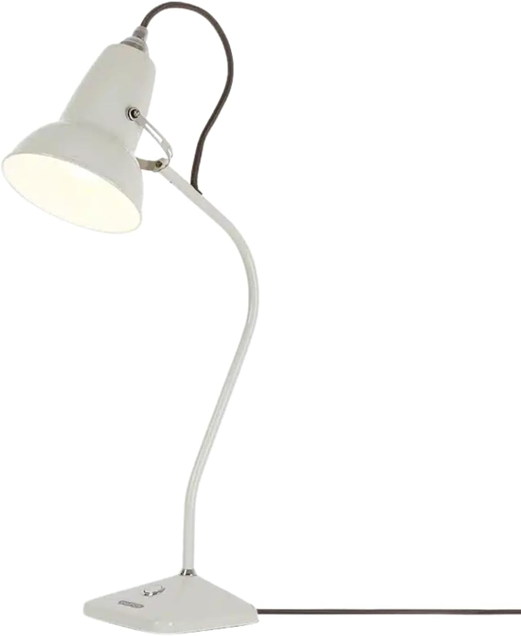 Anglepoise Original 1227 Mini Table Lamp | Gloss Paint Finish Cast Iron Base Steel Shade & Profiled Arm Chrome Plated Fittings Push Switch for Office Home Decor Bedroom Reading Lamp (Linen White)