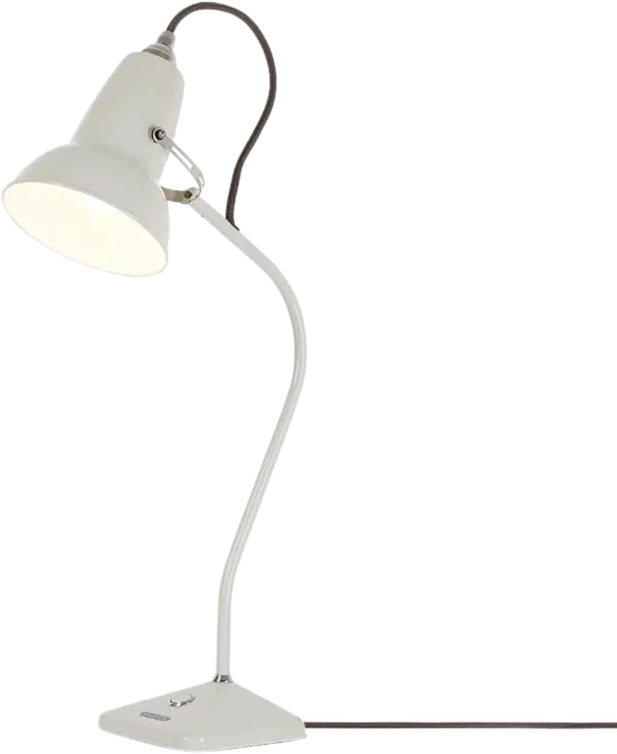 Anglepoise Original 1227 Mini Table Lamp | Gloss Paint Finish Cast Iron Base Steel Shade & Profiled Arm Chrome Plated Fittings Push Switch for Office Home Decor Bedroom Reading Lamp (Linen White)
