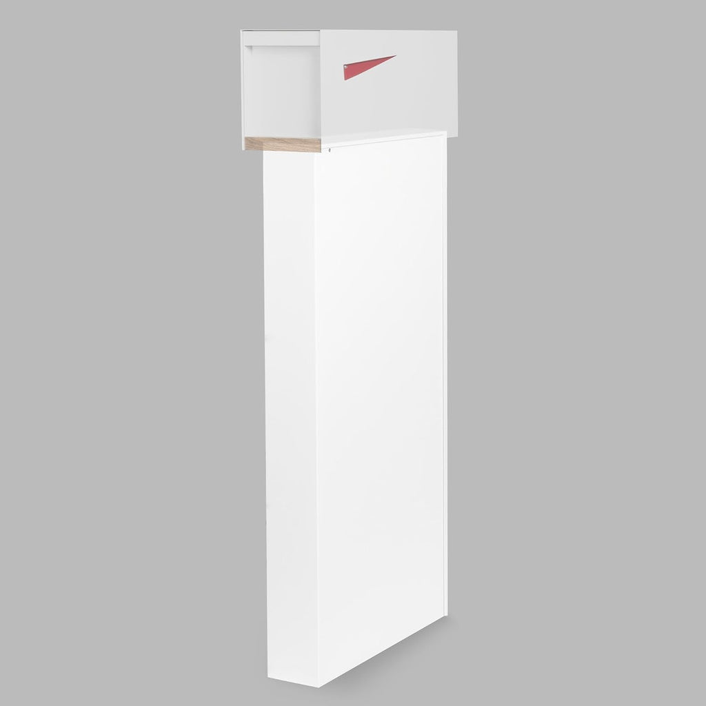 Ilyapa Modern Mailbox Post for Outside, 41x18x5 inch White Metal Mail Box Posts for Decorative Residential Mailboxes, Includes Adjustable Universal Mounting Plate