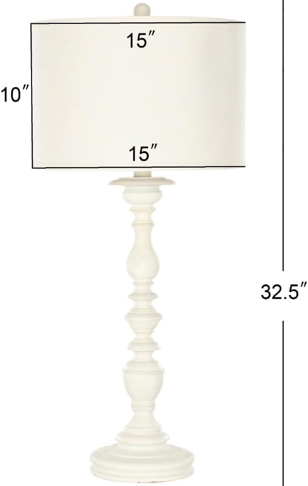 SAFAVIEH Lighting Collection Mamie Farmhouse Cream Candlestick 33-inch Bedroom Living Room Home Office Desk Nightstand Table Lamp Set of 2 (LED Bulbs Included)
