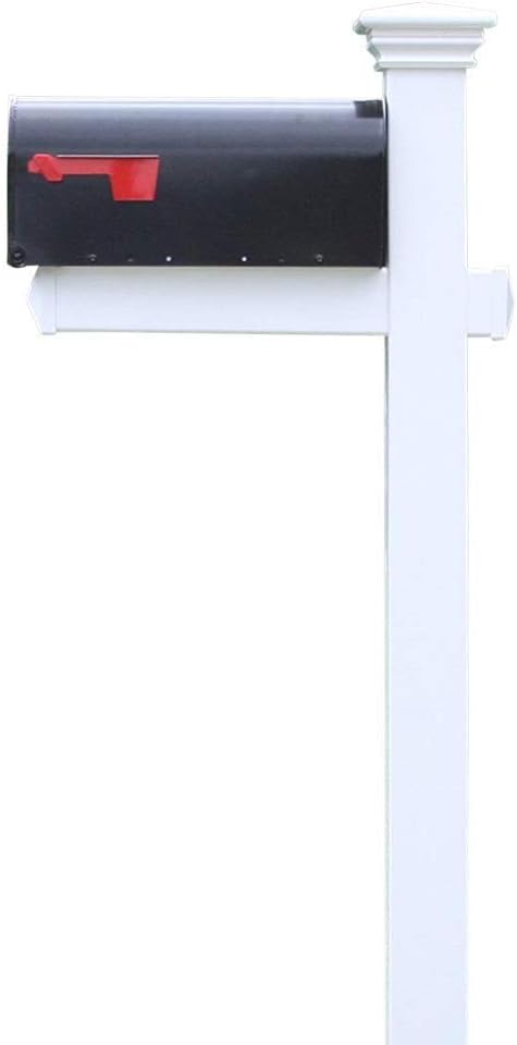 4Ever Products The Buchanan Vinyl/PVC Mailbox Post - Complete Decorative Curbside Mailbox System with Classic Traditional Style (Black)