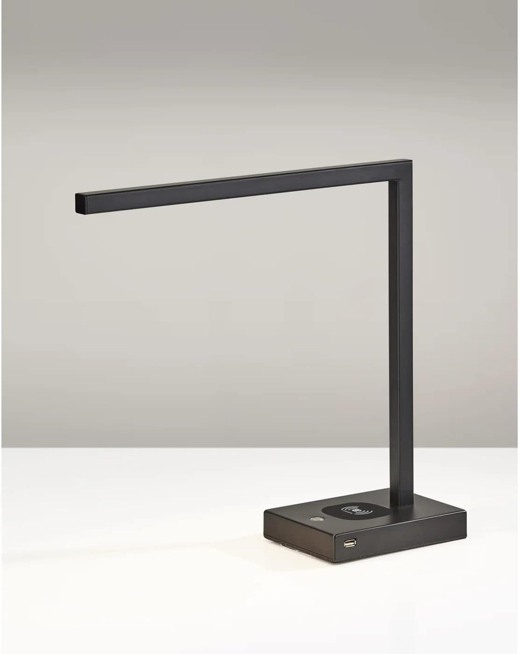 Adesso 4220-01 Aidan LED Desk Lamp Wireless Charging, 7W LED, 5W QI, USB Port, Indoor Lighting Lamps , Black