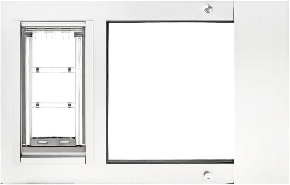 Endura Flap Pet Door for Sash Windows | Energy-Efficient Window Insert with Dual-Layer Insulating Flap | Easy Installation in Vertical Sliding Windows | White, Large Flap, 34'-37' Window Width