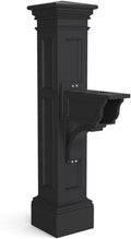 Pemberly Row Weatherproof Plastic Mail Post, 64 in x 14 in x 31 in, Black Finish, UV-Resistant Polyethylene Resin, Durable Traditional Design, Decorative Sleeve with Paper Holder, Mailbox Support