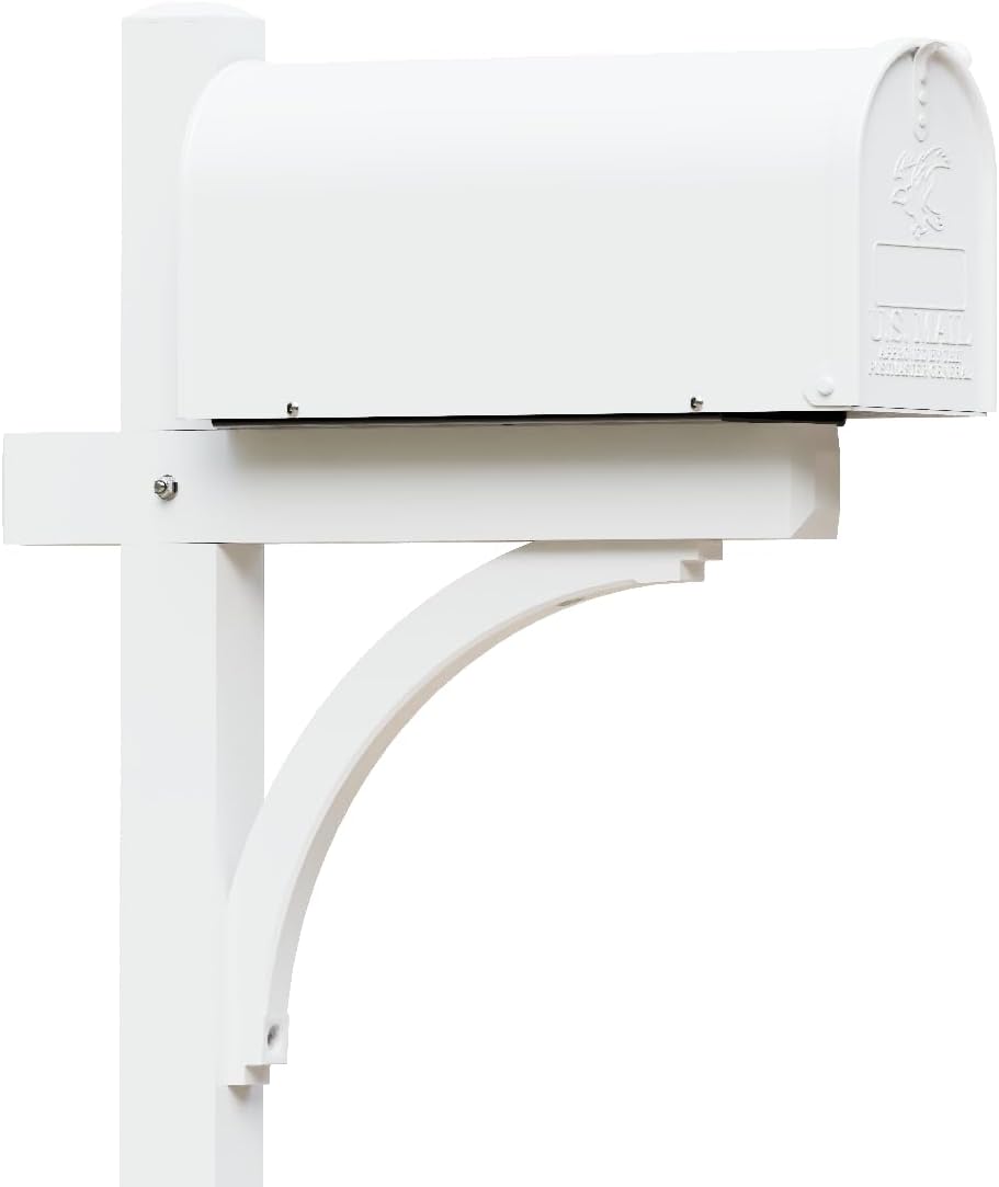 The Glenbrook Aluminum Mailbox Post - Complete System with Steel Mailbox and Aluminum Post Included (All White)