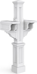 Pemberly Row Contemporary Double Traditional Plastic Mail Post in White