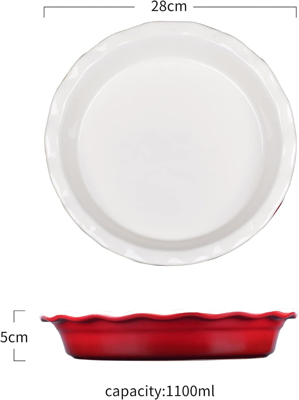 Bakeware Baking Tray Household Crinkle Rim Porcelain Roasting Pan Baking Dish Plate For Pancake,Bbq,Pizza,Fruit Pie,Quiche,Tarts Baking Pan