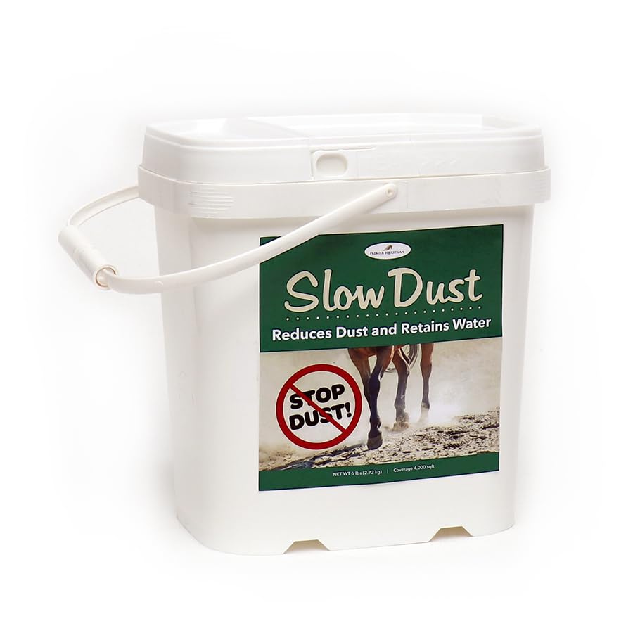 Slow Dust™ Dust Control for Horse Arenas, Farms, Construction Sites, Dirt Roads, Gravel Roads – Reduces Dust & Watering Safer Footing, Surfaces & Cleaner Air (6 lbs) Covers 4000 Square Feet.
