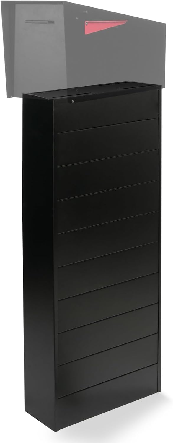 Ilyapa Modern Mailbox Post for Outside, 41x18x5 inch Black Metal Mail Box Posts for Decorative Residential Mailboxes, Includes Adjustable Universal Mounting Plate