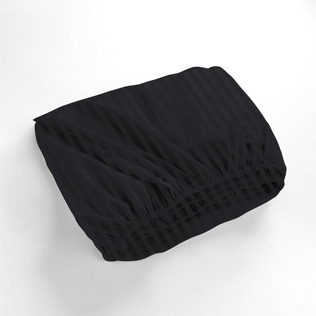 1000 Series- Extra Long Staple 100% Egyptian Cotton Sheet Set,Sateen Weave, Hotel Quality Soft Luxury Bedding, Twin XL Size 4 Piece Sheet Set Fit 9' Inch to 12' Deep Black Stripe.