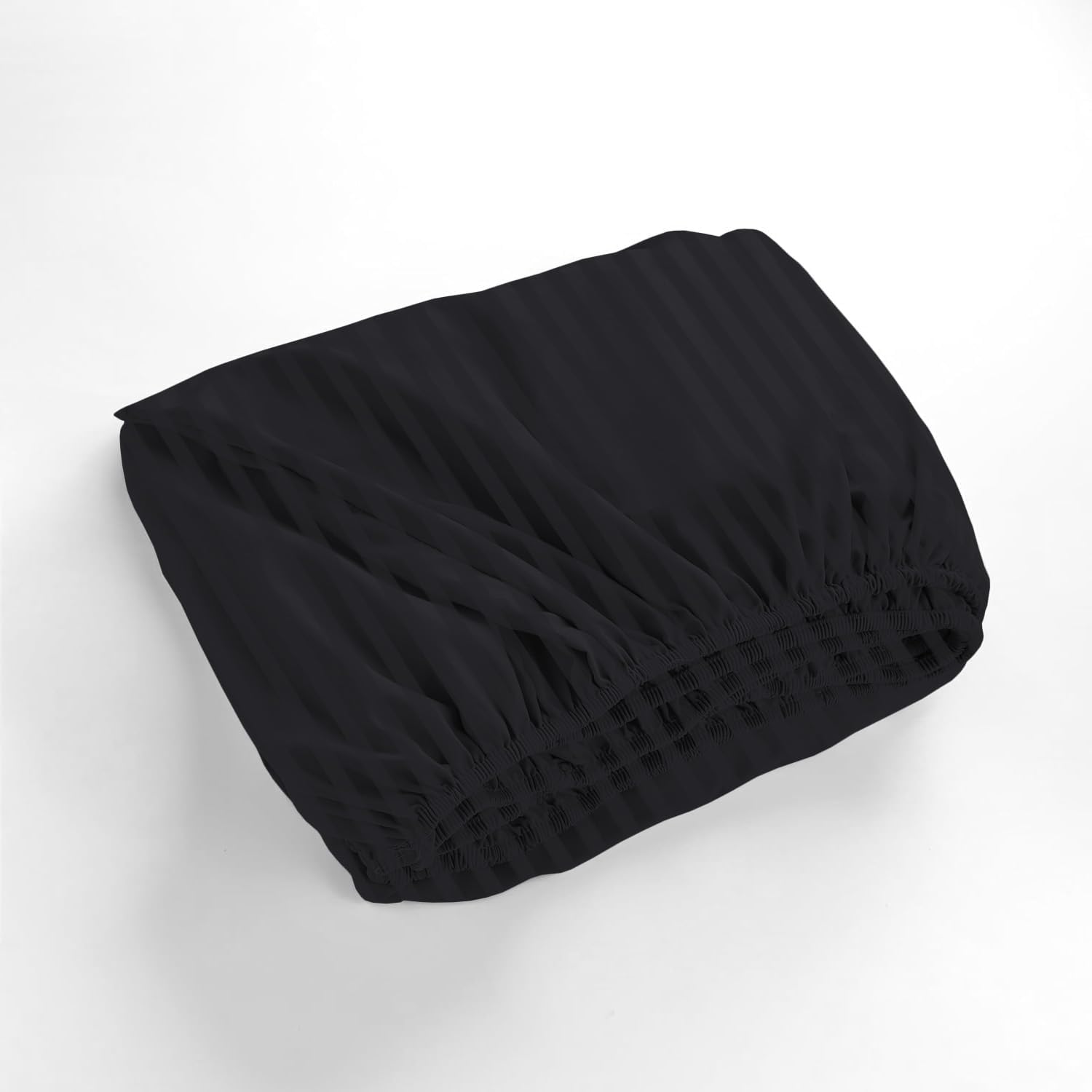 1000 Series- Extra Long Staple 100% Egyptian Cotton Sheet Set,Sateen Weave, Hotel Quality Soft Luxury Bedding, Queen Size 4 Piece Sheet Set Fit 9' Inch to 12' Deep Stripe Black