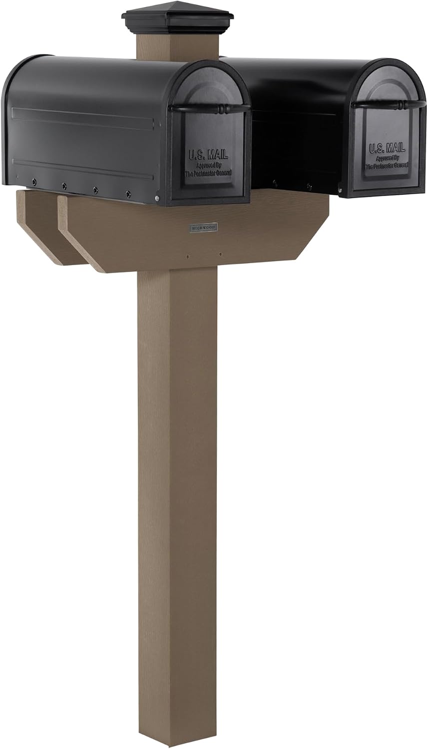 Hazelton Two-Sided Mailbox Post, Woodland Brown