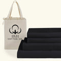 Egyptian Cotton Queen Size Sheet Set, 4Pc Bed Set, Soft & Breathable Percale Weave, Fits 10-12' Deep Pocket, Hotel-Quality 1000 Series Bed Sheets (Solid, Black)